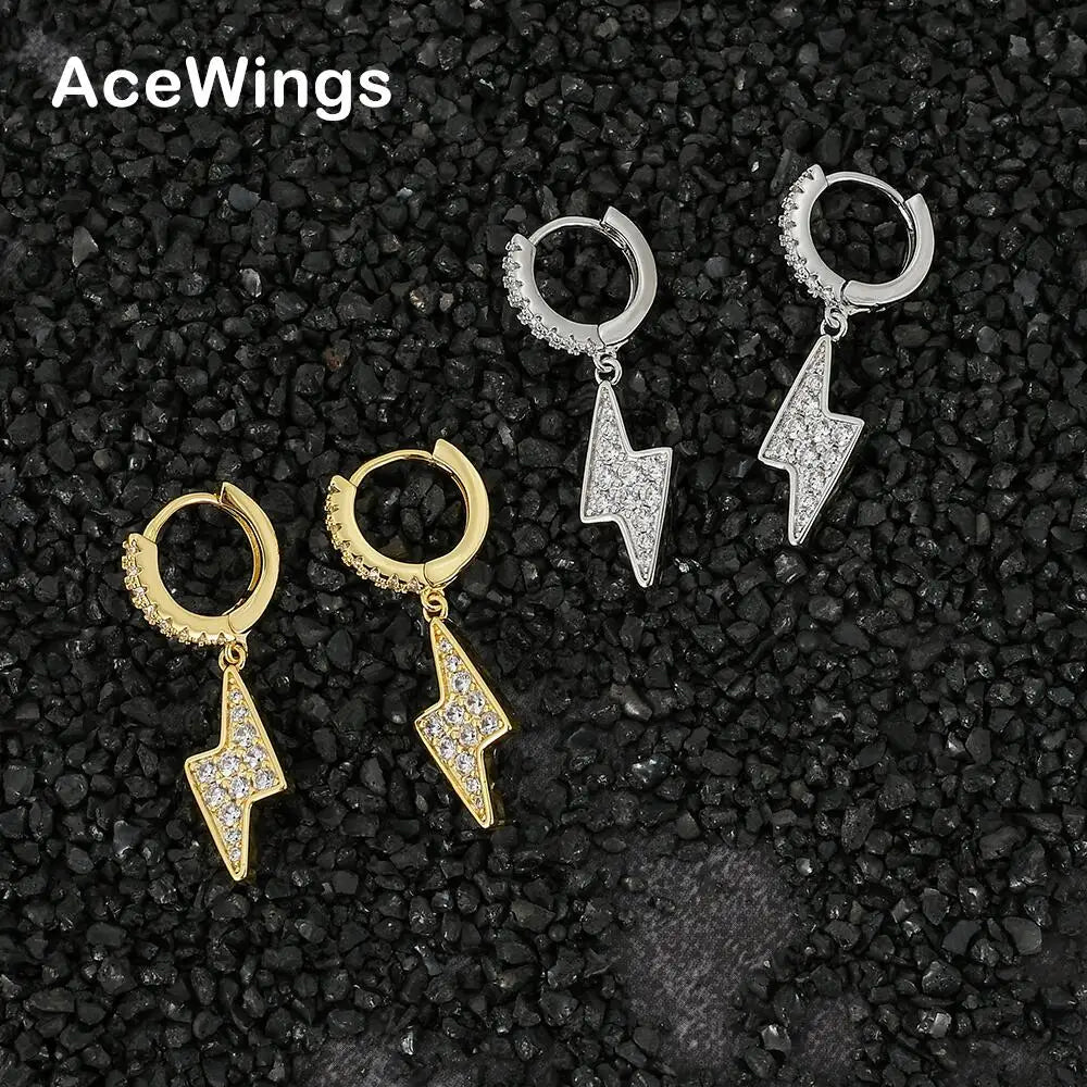 E015 Bling Bling CZ Earrings Brass Setting Zircon Drop Earrings Hip Hop Iced Out