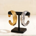 Open Irregular Delicate Twisted Hammered Wide Chunky Thick Stainless Steel Cuff Bangles Bracelet for Women