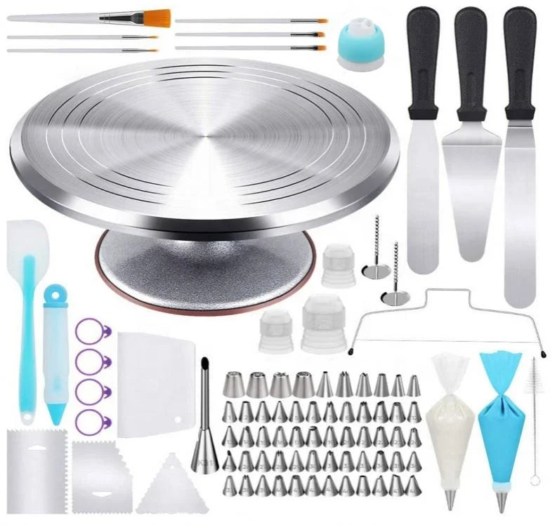 134Pcs/set Piping Bag Nozzle Spatula Turntable Fondant Pastry Baking Tools Cake Decorating Supplies Kit