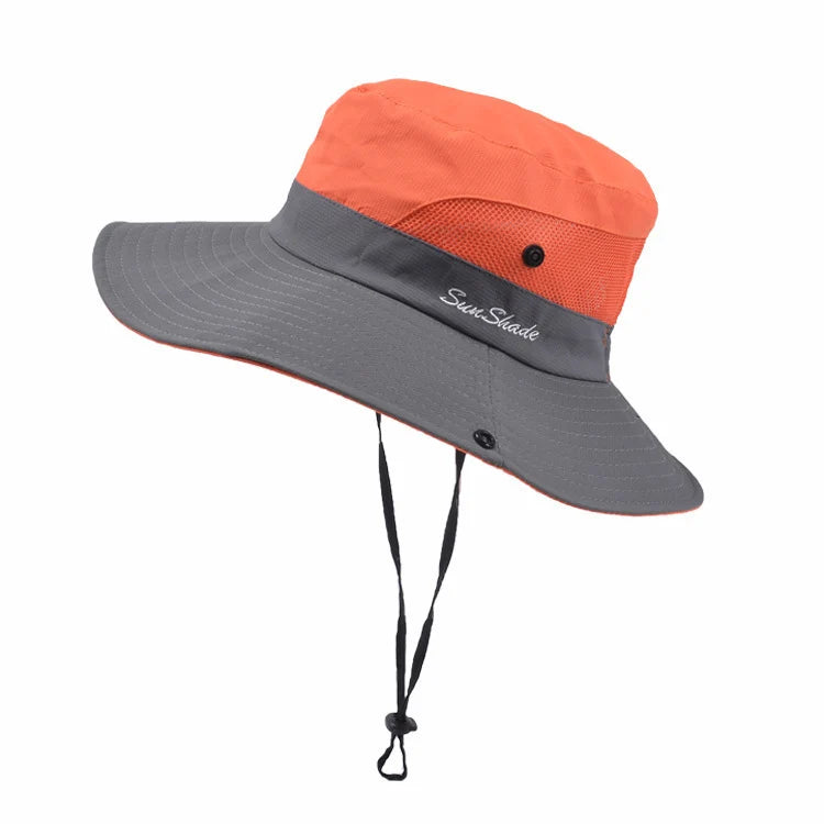 Custom Plain Fast Drying Waterproof Sunshade String Fisherman Hat Men Outdoor Summer Fishing Wide Brim Bucket Hat With Rope