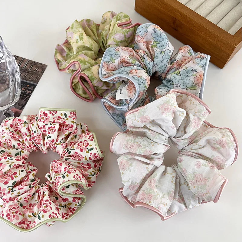 Korean Style Oversized Floral Hair Rope Colorful Big Scrunchie Headwear Ponytail Headband Hair Ties