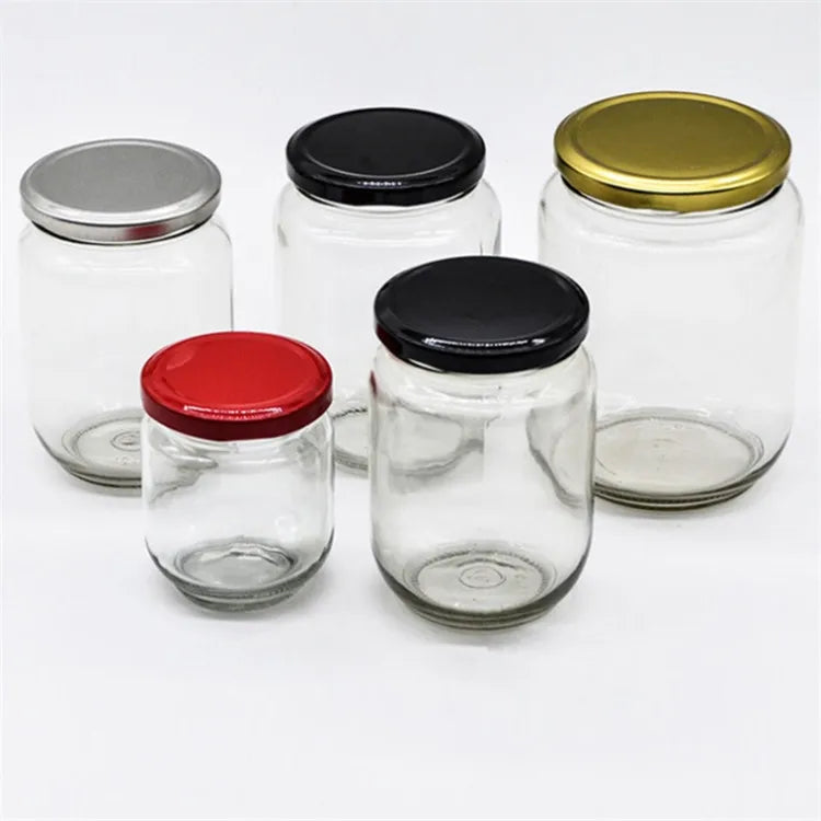 25ml 50ml 100ml 200ml 240ml 350ml 500ml 750ml Round Clear Canning Food Storage Glass Jars with Metal Lid MegaBDM