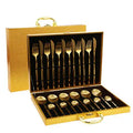 Christmas Spoon Camping Cutlery Set Gold Silverware Restaurant Stainless Steel Cutlery 24pcs Set With Case