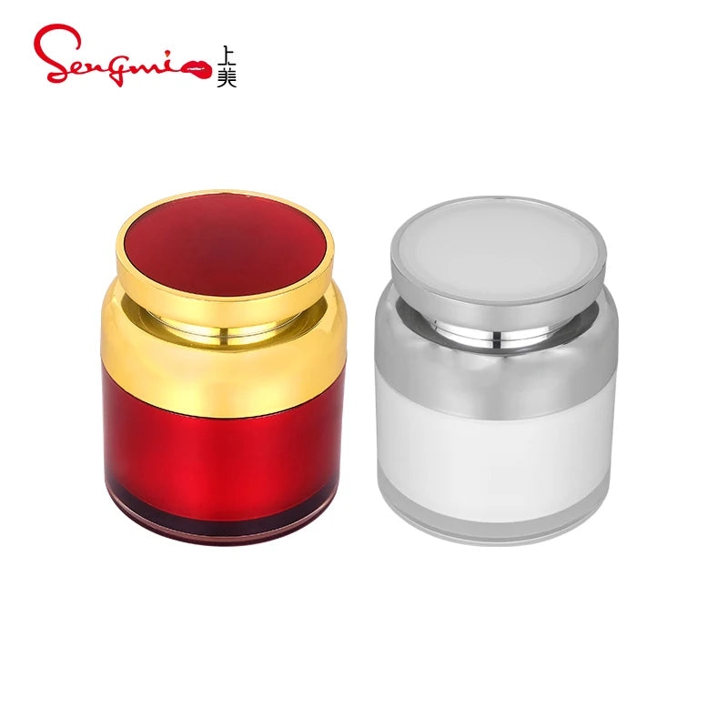 Sengmi in Stock Wholesale Acrylic Cream Jar Plastic Cans Packaging 30g 50g Containers for Cosmetics
