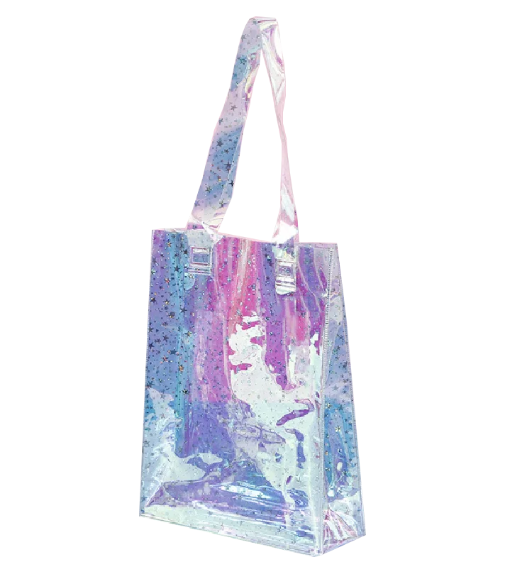 Made in China Holographic Glitter Pvc Shopping Bag Heavy Duty Plastic Pvc Tote Bag