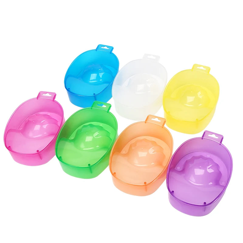 7 Colors Manicure Tool with Half Clear Soak Bowl ABS Plastic Nail Polish Gel Remover PP Bowl for Beauty Salon Use