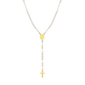 Dainty Women Necklace Stainless Steel Gold Plated Pearl Beaded Chain Virgin Marycharm Cross Pendant Necklaces