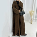Loriya Abaya Islamic Women's Dresses Winter Abaya Cardigan Kimono Design With Open Collar Corduroy Fabric Front Open EID Abaya