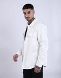 Imperio Shop Men's Eagle Overshirt Premium Denim Shirt White Full Sleeve Button Collar Casual Style All Seasons Durable Size S