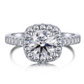 Dylam Luxurious Fine Jewelry Rhodium Plated 5A Cubic Zirconia Promise Halo Engagement Promise Eternity Ring for Women