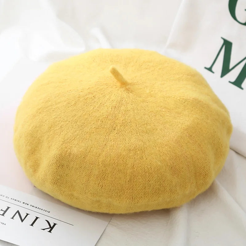 Young Girl Cheap Hat Women Warm French Hats Woven Luxury Solid Cashmere Berets