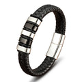 Hot Sale Fashion Customize Handmade Braided Bracelets Stainless Steel Magnetic Clasp Genuine Leather Bracelet for Men Jewelry