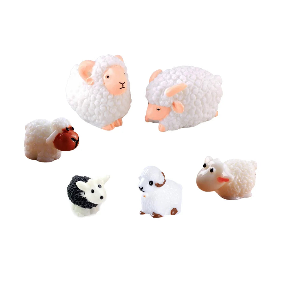 Lovely 3d Farm Animal Miniature Goat Sheep Design Resin Craft Keychain Diy Accessories