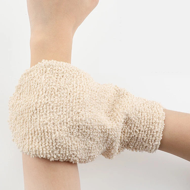 Eco-friendly Reusable Bath Gloves Exfoliating Natural Hemp Cotton Custom Logo Bathing Gloves Personal Care Bathing Scrub