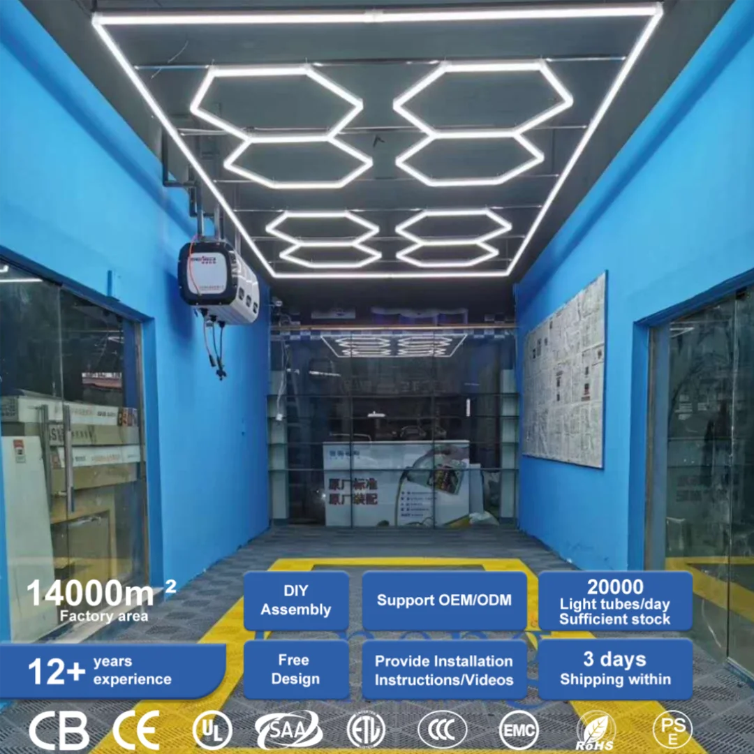 ZT1018  Led Workshop Light Easy Installation Car Detailing Lights Honeycomb Garage Hexagon Car Work Light