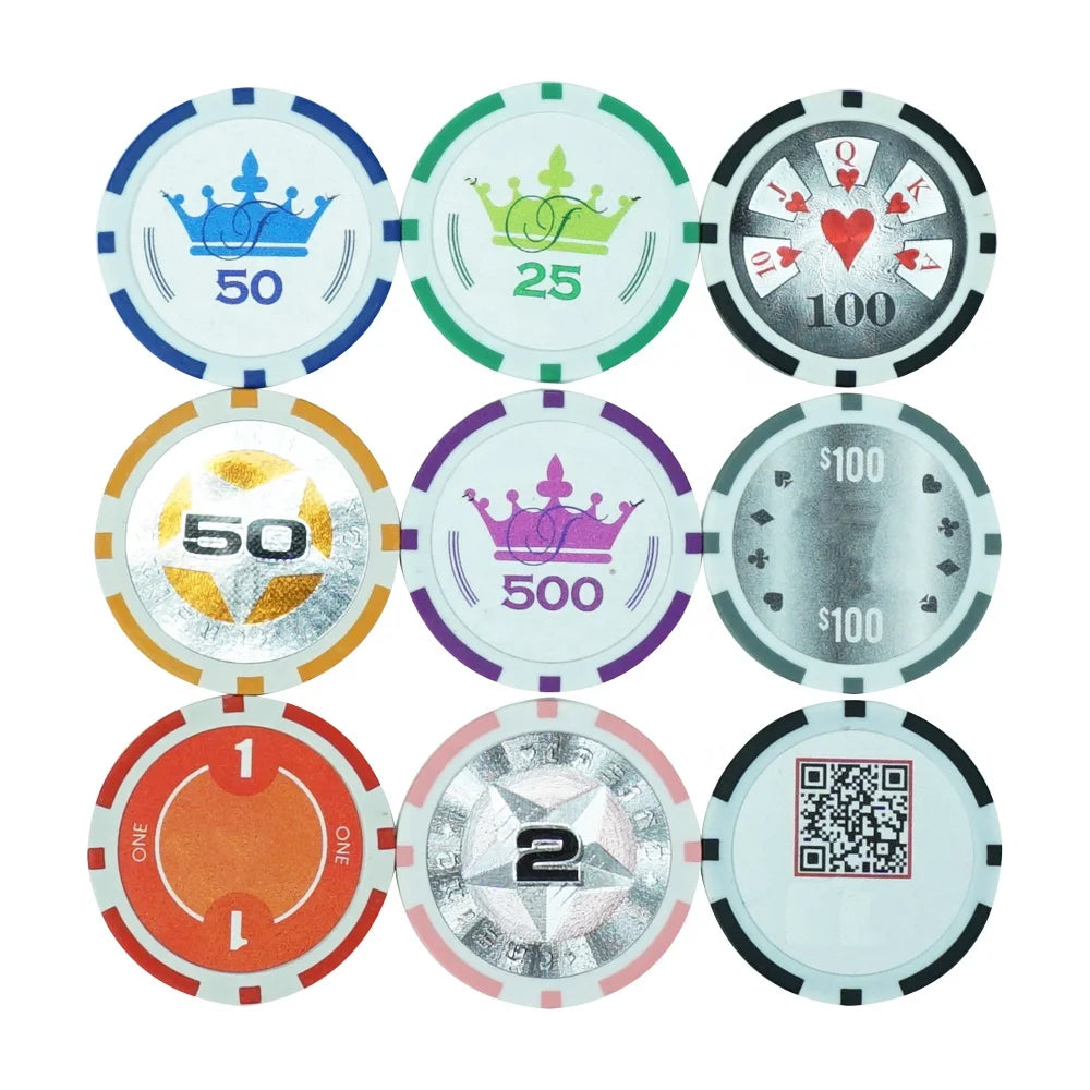 Wholesale Custom 8 Stripe Poker Chips 11.5gram Abs Casino Plastic Chip 40mm Custom Rfid Sticker Manufacture for Gambling  Game