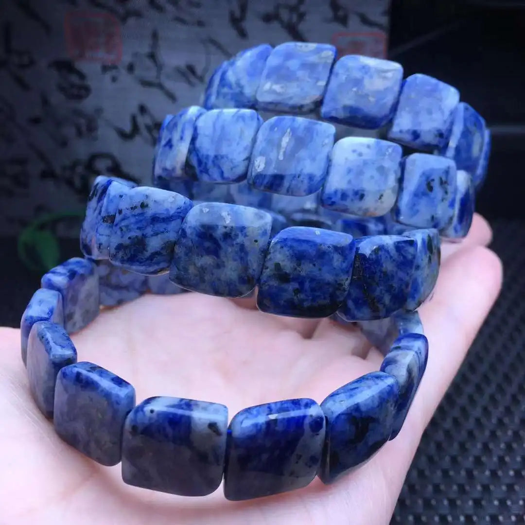 14mm Natural Crystal Bangle Beaded Stretch Bracelet Sodalite for Gift