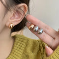 925 Sterling Silver Korean Style Tear Drop Shape Earring High Polishing Round Oval Earring for Daily