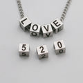 Stainless Steel Square A-Z 26 Alphabet Letter Beads DIY Jewelry Bracelet and Key Chain No Fade Big Hole 5mm