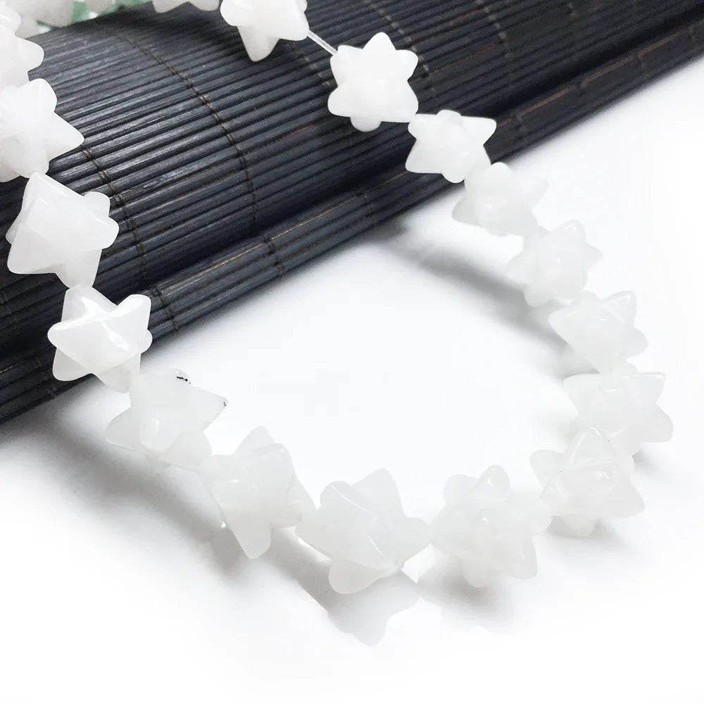 Hongzhuo New Stylish Merkaba star chip Merkaba Gemstone Beads pendant necklace Natural Clear quartz beads Lady Jewelry Jewelry