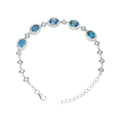 Graceful Rhodium Plated Silver 925 Bracelet for Women Parties Featuring Natural London Blue Topaz a Stylish Jewelry Gift for Her