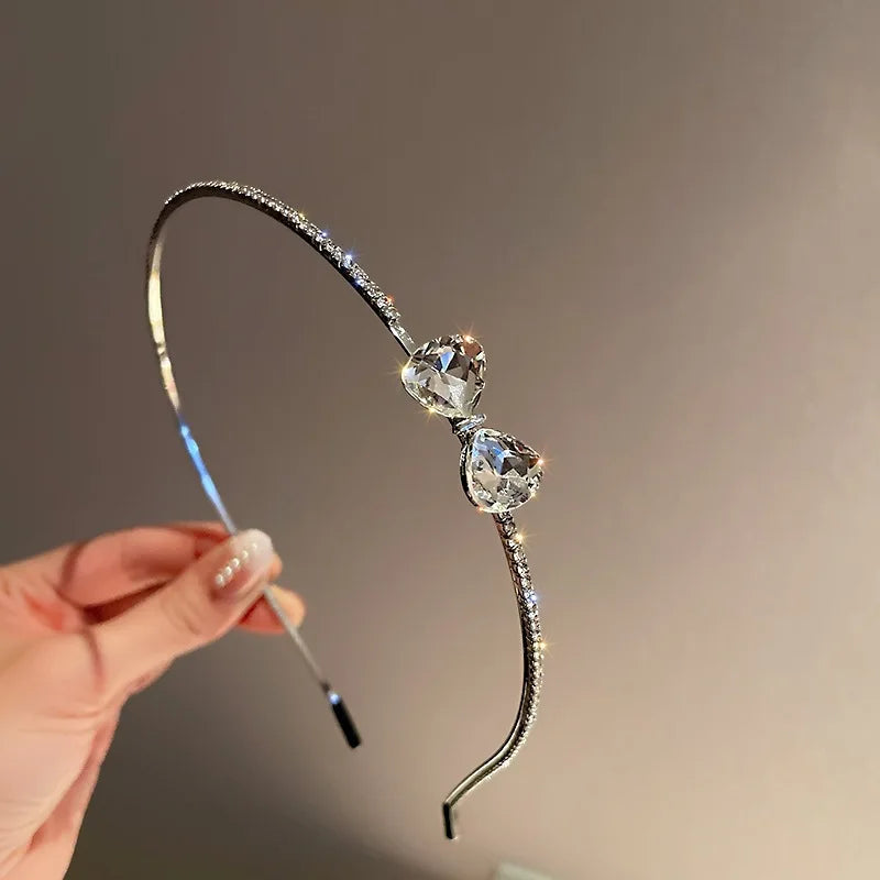 Korean Style Rhinestone Hairbands Women Small Crystal Bowknot HairClip Wedding Hair Accessories Jewelry Crystal Headband