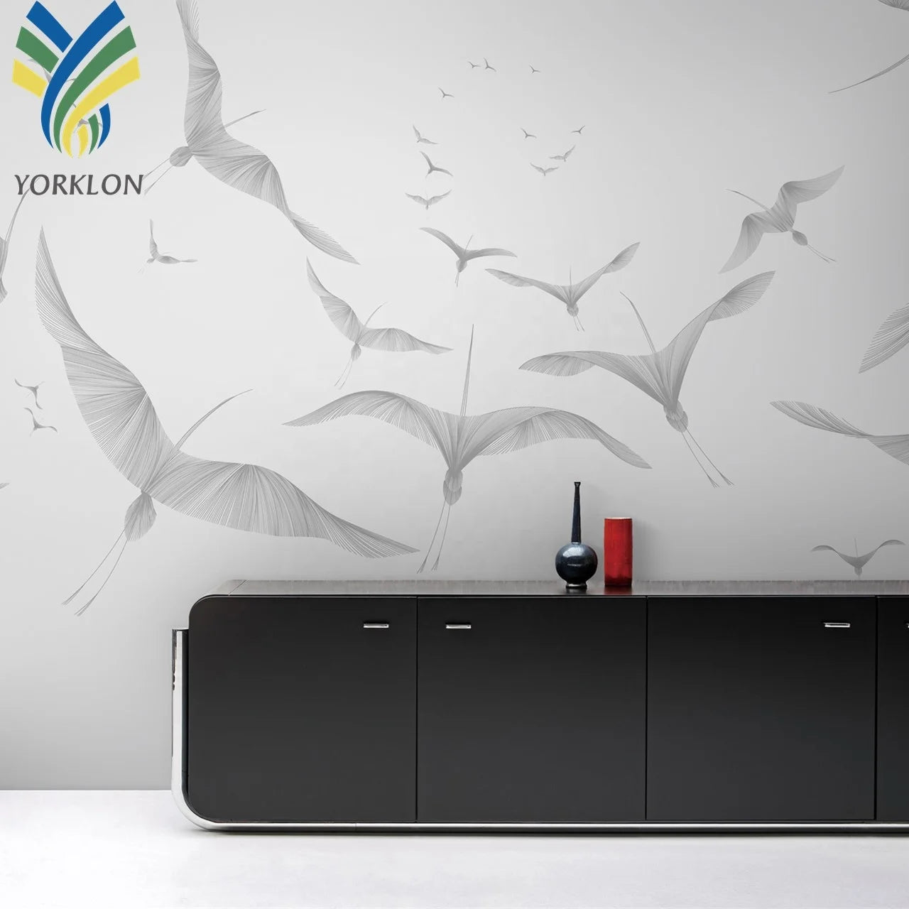 YKEX 067 Modern 3D Landscape Mural Wallpaper Silver Waterproof Home Decoration for Living Room