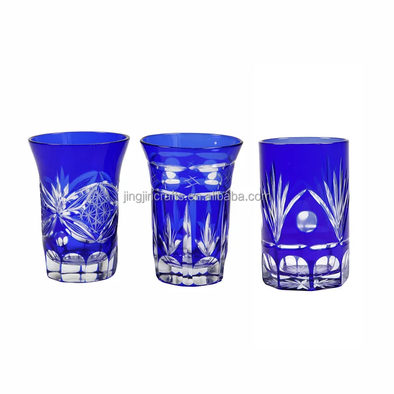 Wholesale Japanese Style Hand Engraved Painted Glass Tumbler 2oz Drinking Cup Glass Cup