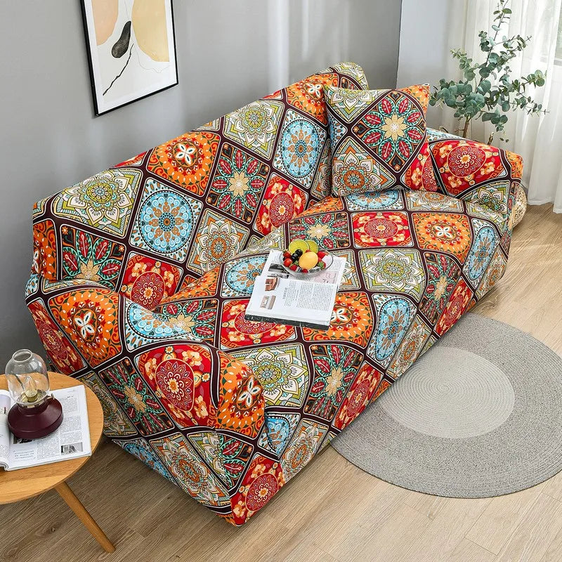 European Decorative Geometric Elastic Cover Three-Seat Universal Polyester Sofa Slipcovers