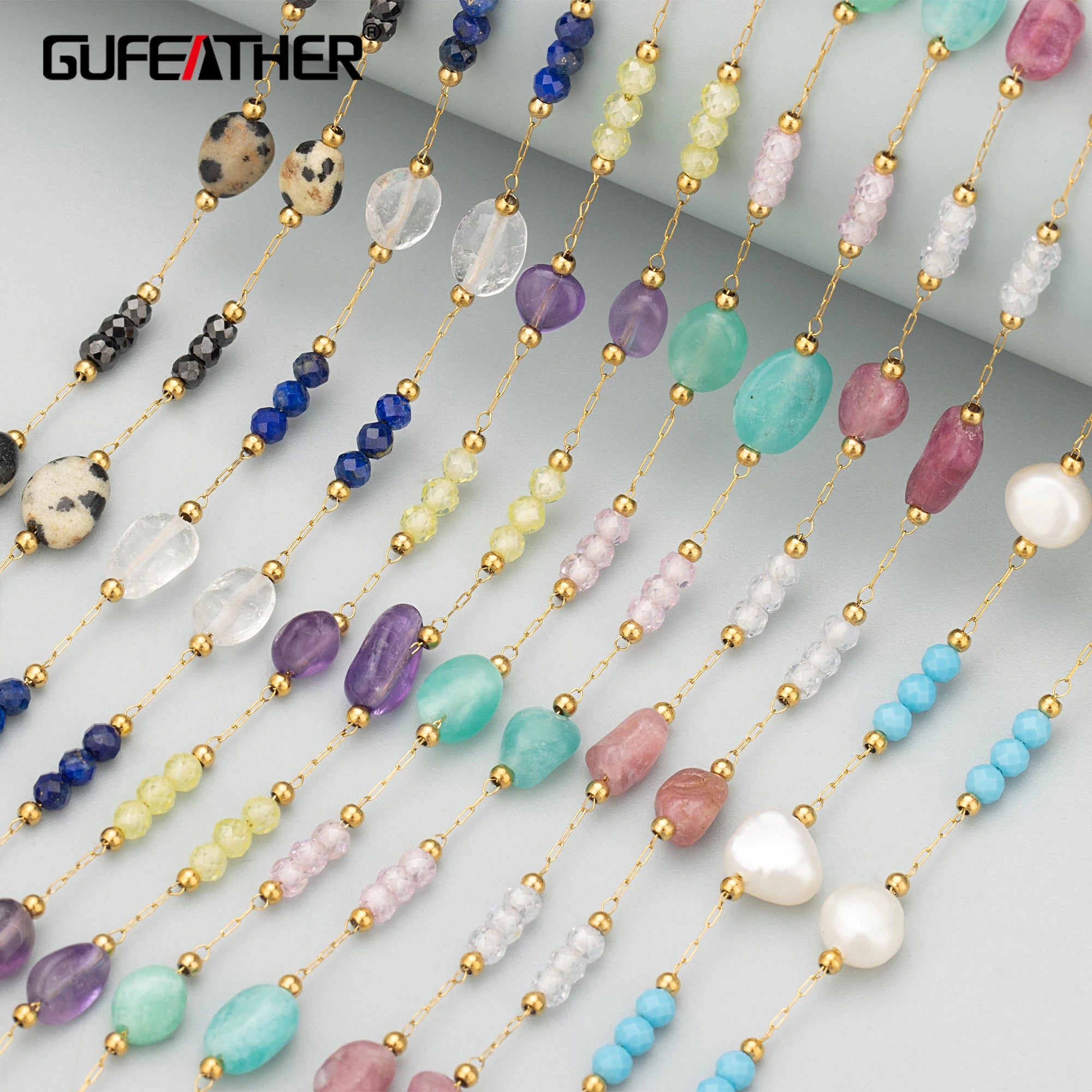 Handmade 1m Lot of C382 Chain Nickel-Free Stainless Steel DIY Bracelet Necklace Jewelry Making Findings Natural Stonecharms