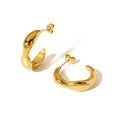 Factory Direct Sales Metal Steel 18K Gold Plated Geometric Irregular C Shaped Stud Hoop Earrings for Ladies