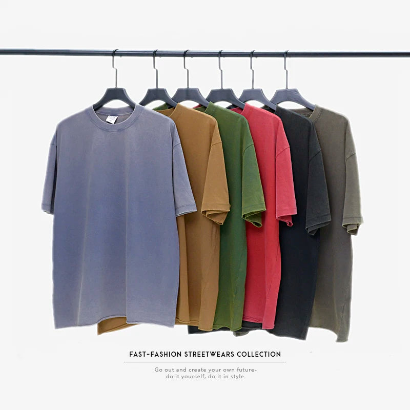 Manufacturer High Quality Custom Design Men Oversized Blank Plain Cotton t Shirt Raw Hem Drop Shoulder Streetwear Washed T Shirt