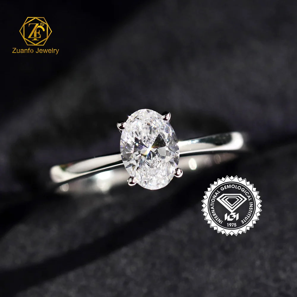 IGI GIA Certified HPHT CVD Lab Grown Oval Cut Diamond 18K 14K Real Gold Jewelry Engagement Wedding Ring for Women Man