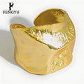 Fine 18k Gold Irregular Statement Rings for Women 925 Sterling Silver Fashion Mens Raised Pointer Adjustable Ring Jewelry