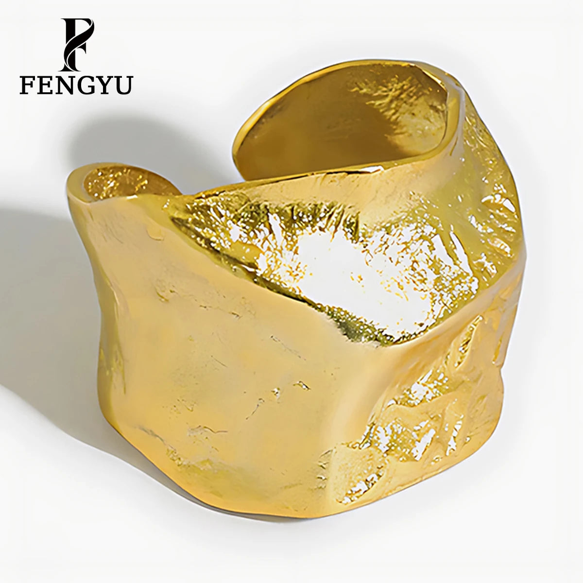 Fine 18k Gold Irregular Statement Rings for Women 925 Sterling Silver Fashion Mens Raised Pointer Adjustable Ring Jewelry