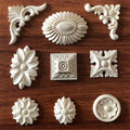 Wooden Architectural Rosette Carved Wood Ornaments Applique Onlays Unfinished Wood Rosette MegaBDM