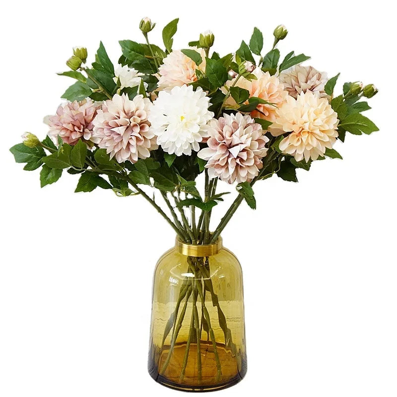XX-05 Artificial Dahlia Real Touch Dahlia Flower Artificial Dahlia Silk Flowers for Vase Decoration