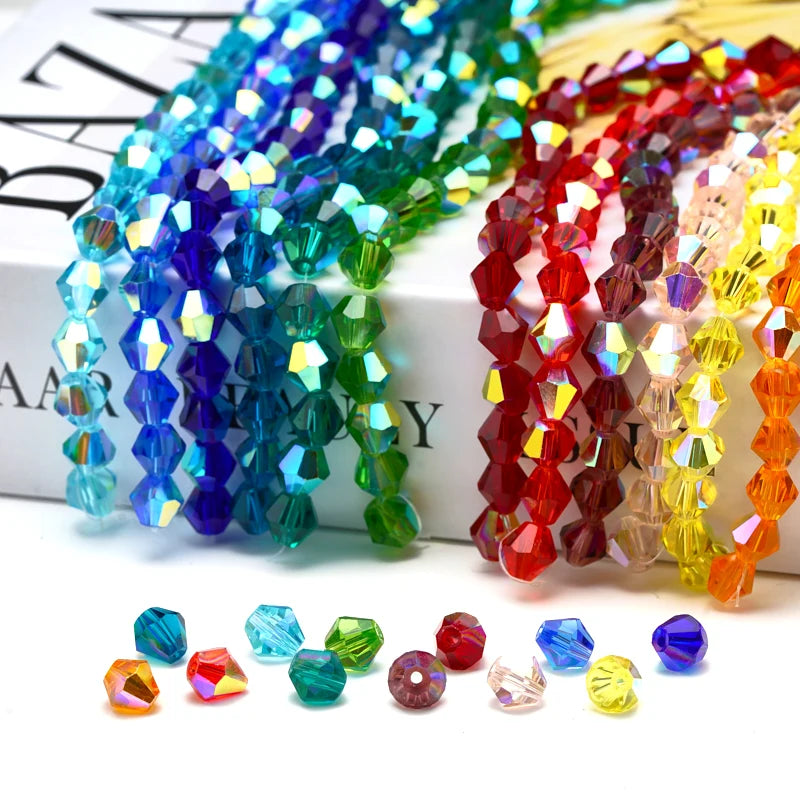 8mm Austrian Colorful AB Bicone Crystal Lampwork Glass Beads Jewelry Making DIY Accessories Women Charm Faceted Spacer