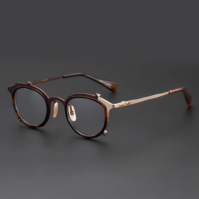 Japanese Designer's Pure Titanium Glasses Frame  New Unisex Oval Frame Can Be Matched with Myopia Glasses Frame