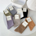 Autumn Ins Basic Solid Color Women Breathable Cotton Crew Socks