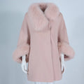 OFTBUY 2021 Women's Winter Jacket Natural Fox Fur Collar Cuffs Three-Quarter Sleeves Long Loose Woolen Coat Cashmere Blends New