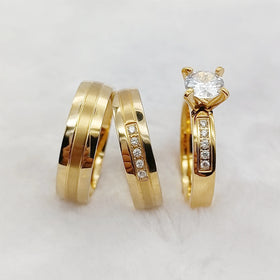 New Arrival Wedding Engagement Rings Gold Plated Stainless Steel Jewelry Zircon Bridal Sets for Women Perfect Gift