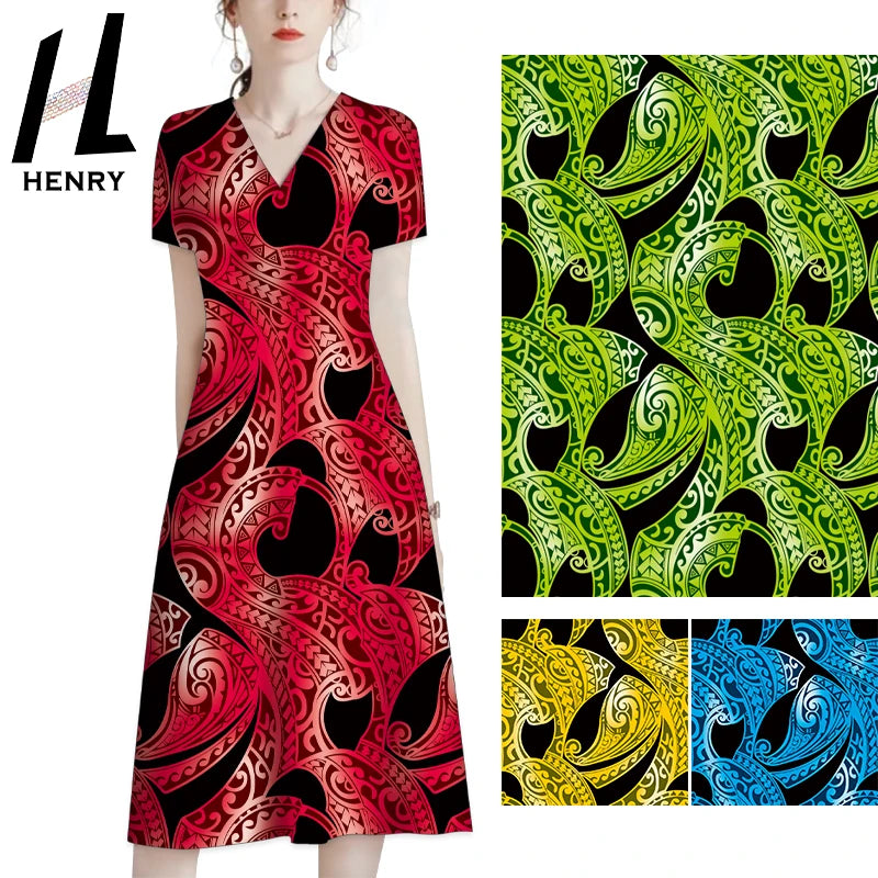 Henry Rayon Fabric Custom New Zealand Style Polynesian Pattern Print Fabric for Islander Mumu Dresses