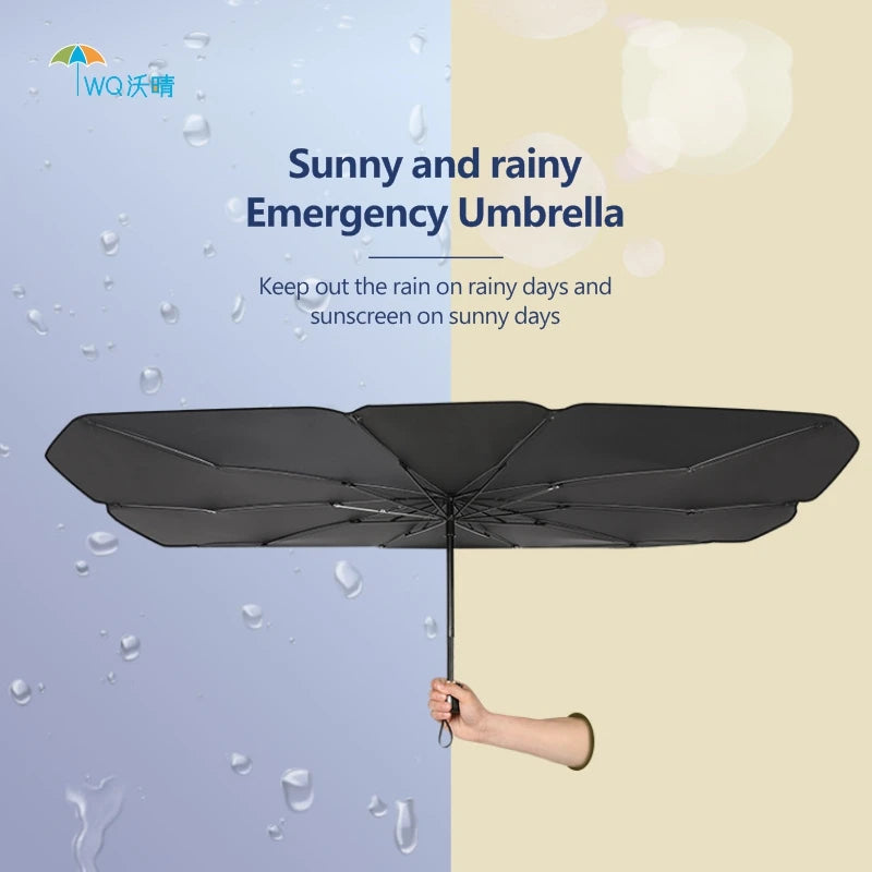 Luxury 3-Fold Steel Front Window Car Cover UV Anti-Ultraviolet Cloth Sunshade Durable Manual Folding Umbrella with Logo Adults