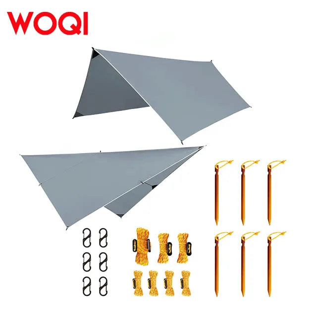 WOQI Waterproof Lightweight Tent Backpack Hiking Camping Rain Rope Canopy
