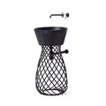 Bathroom Solid Surface Freestanding Pedestal Sink Black Resin Stone Floor Standing Wash Basin Composite Hand Washing Basins