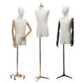 Clothing Shop Antique Male Mannequins with Metal Base Adjustable Half Body Models Fiberglass Display Mannequins