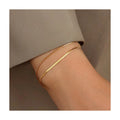 Fashion 18K Gold Filled Stainless Steel Double Layer Herringbone Chain Bracelets Layered Snake Chain Bracelet for Women