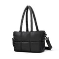Customized Women's Tote Puffer Bag Zipper Waterproof Soft Large Capacity Black Winter Cotton Padded 3L Shoulder Crossbody Bag