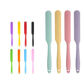 Food Grade Easy Wash Silicone Long Spatula Macaron Color Cream Smooth Knife Long Scraper Silicon Wax Stick